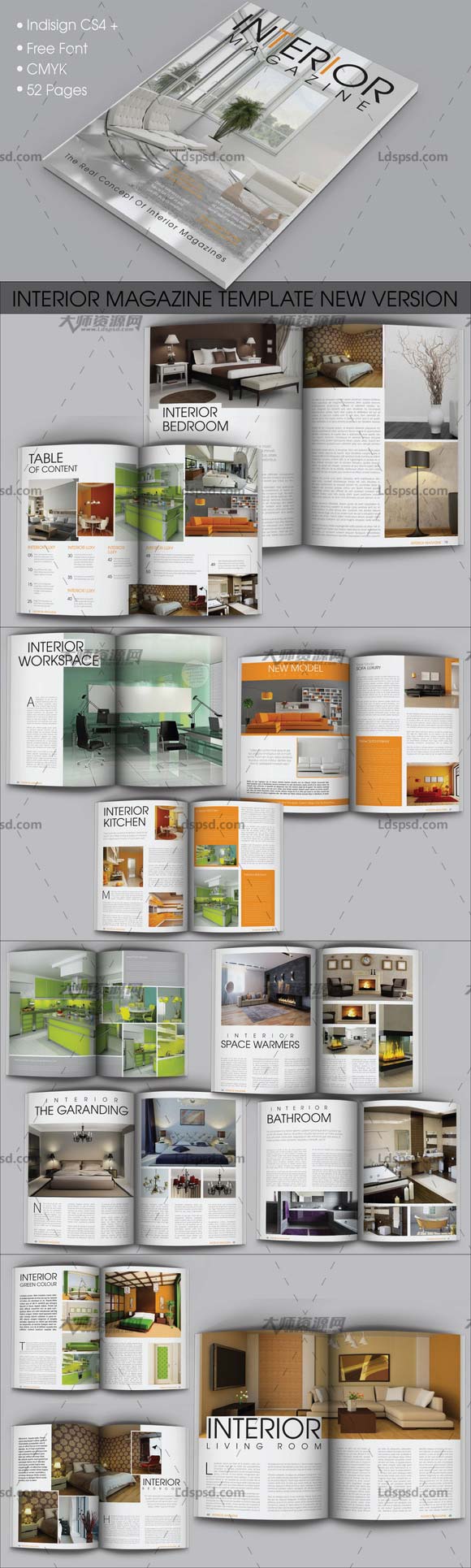 Interior Magazine,indesign模板－商业杂志(家居行业/52页)